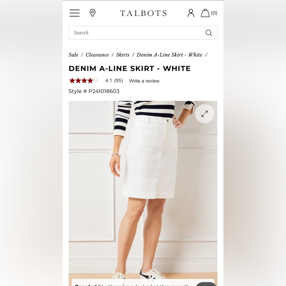 Talbots White Mini A-Line denim Skirt - worn twice